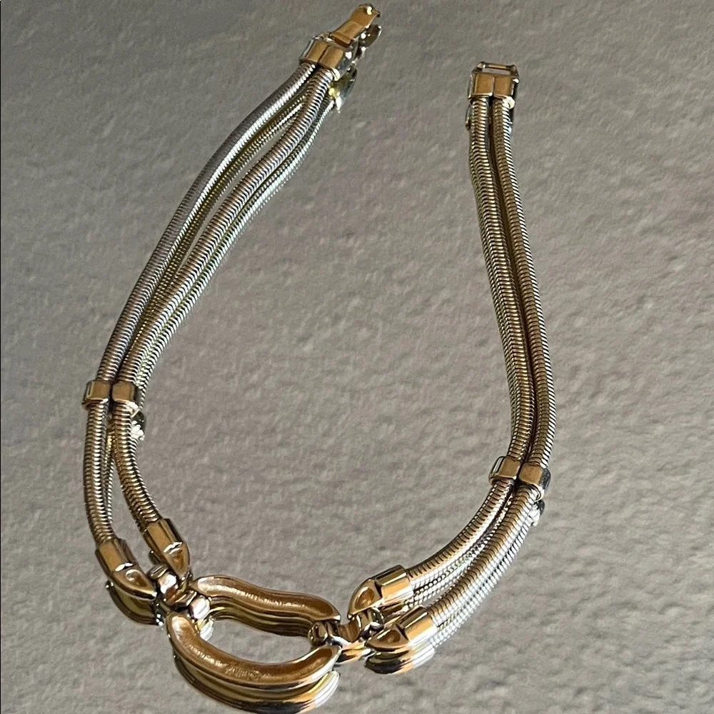 Vintage Monet Bold Link Gold Double Snake Chain Necklace 1960’s-1970’s - Picture 6 of 12